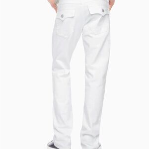 NWT $178 True Religion Sz 34 Ricky Straight Leg Relaxed White Denim Mens Jeans